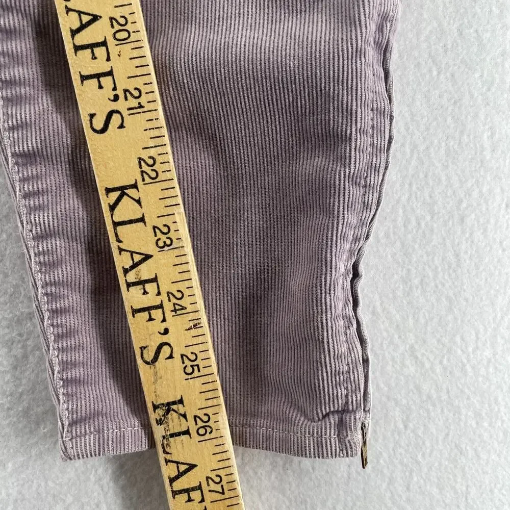 J.CREW Jeans Womens 28 Corduroy Toothpick Ankle Zip Skinny Cotton Stretch Purple